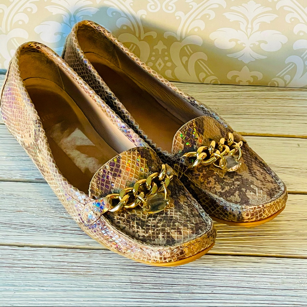 Stuart Weitzman Slip-On Snake Embossed Loafer 8 N